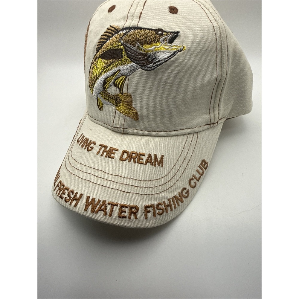 Eighteen Forty Eight Walleye Embroidered Trucker Hat Tan Fishing Hat Adjustable - Picture 3 of 6